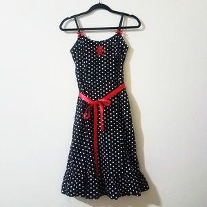 💀❤ Black and white polka dot skull patch dress